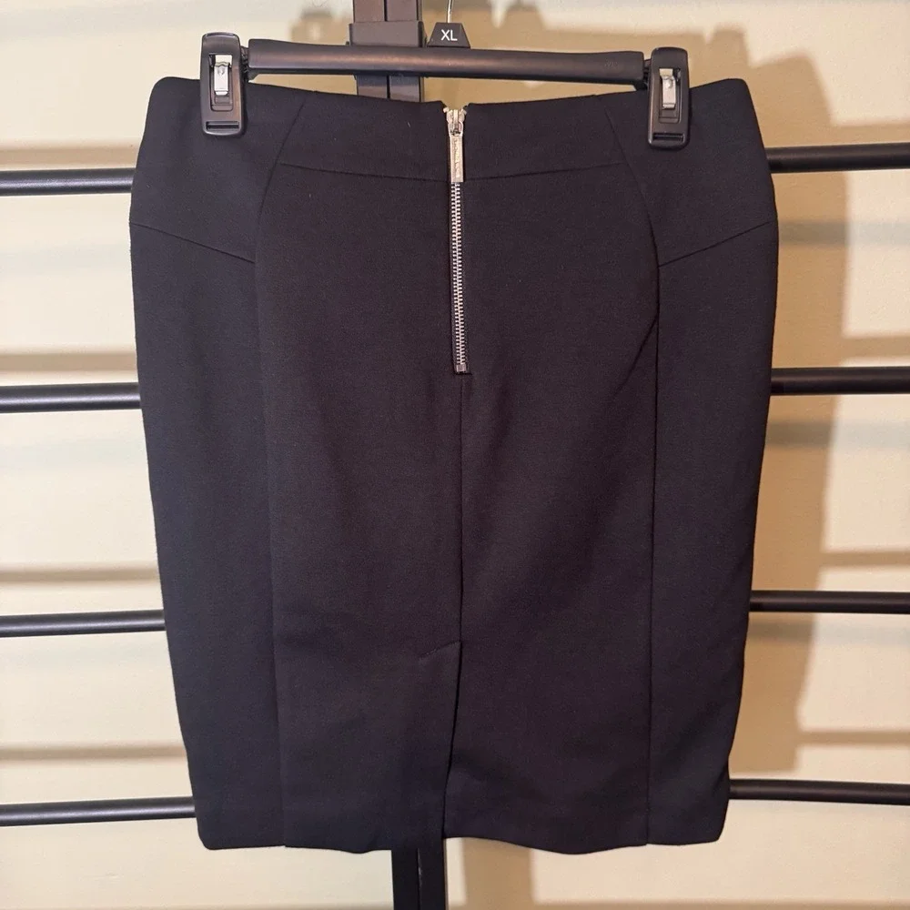 Michael Kors Skirt Pencil Black Stretch Silver Zippered Pockets Preppy Women's 6
